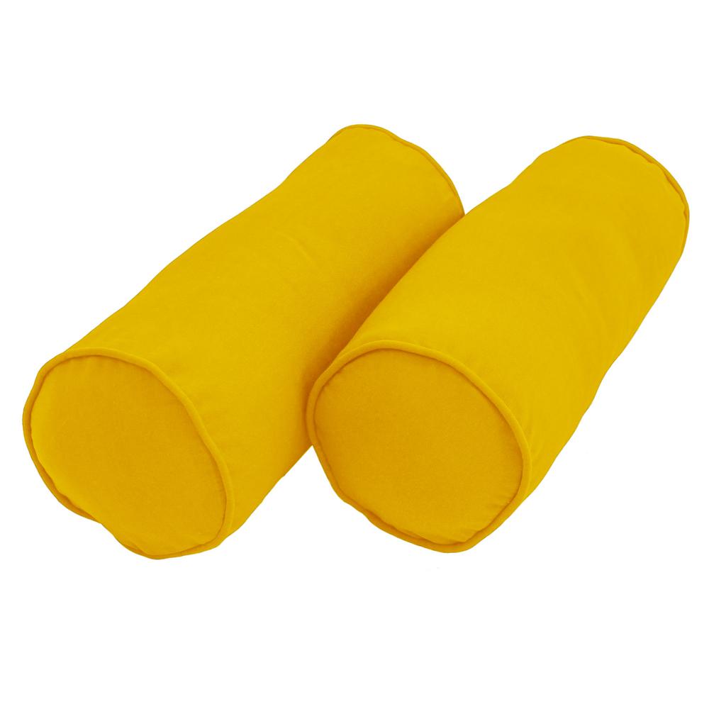 20-inch by 8-inch Double-corded Solid Twill Bolster Pillows with Inserts (Set of 2), Sunset. Picture 1