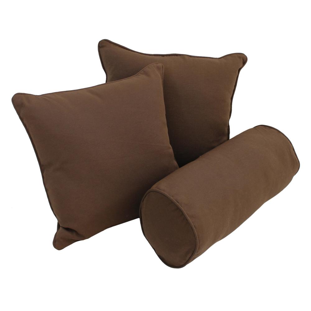Double-corded Solid Twill Throw Pillows with Inserts (Set of 3) Chocolate. Picture 1