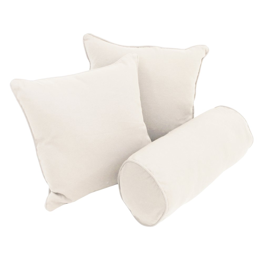 Double-corded Solid Twill Throw Pillows with Inserts (Set of 3). Picture 1