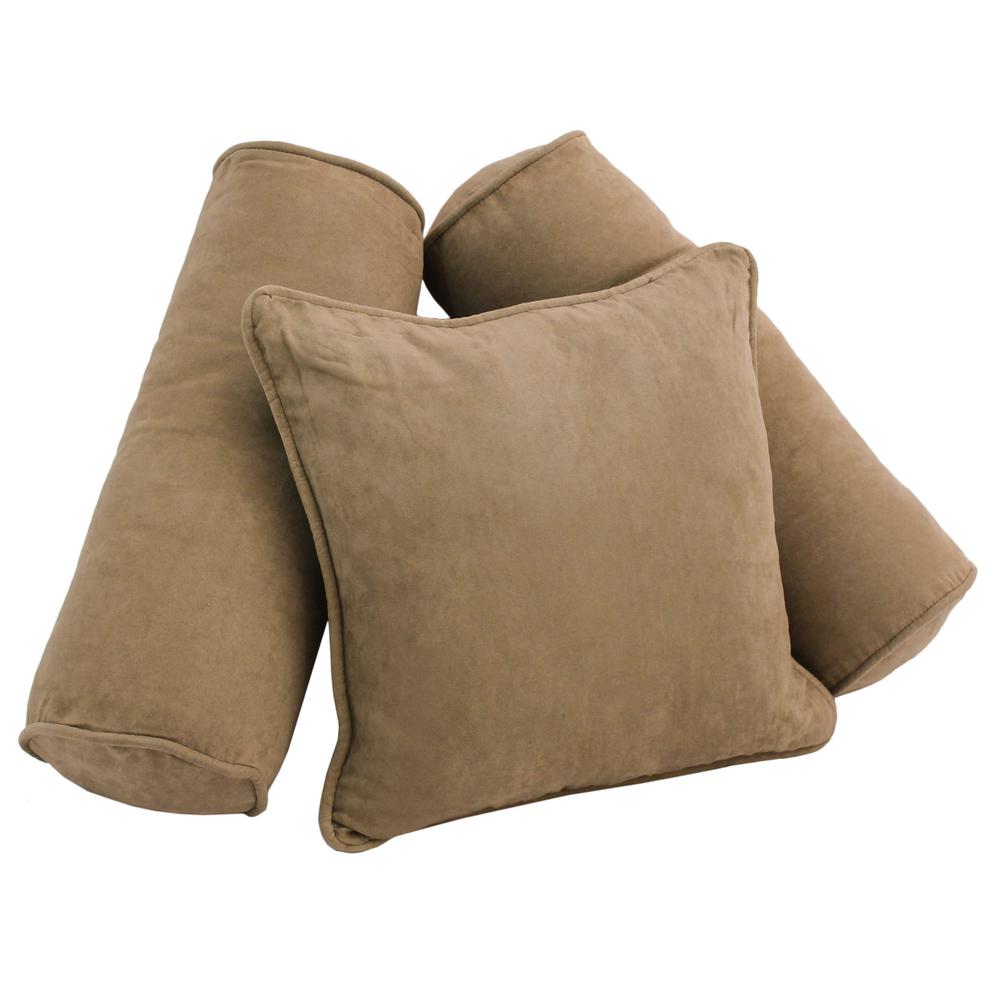 Double-corded Solid Microsuede Throw Pillows with Inserts (Set of 3), Java. Picture 1