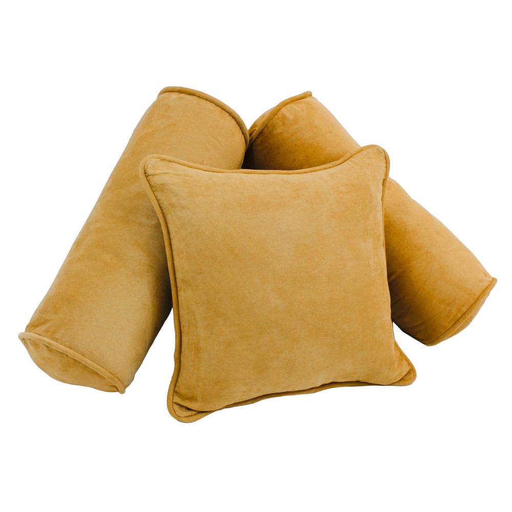 Double-corded Solid Microsuede Throw Pillows with Inserts (Set of 3), Lemon. Picture 1