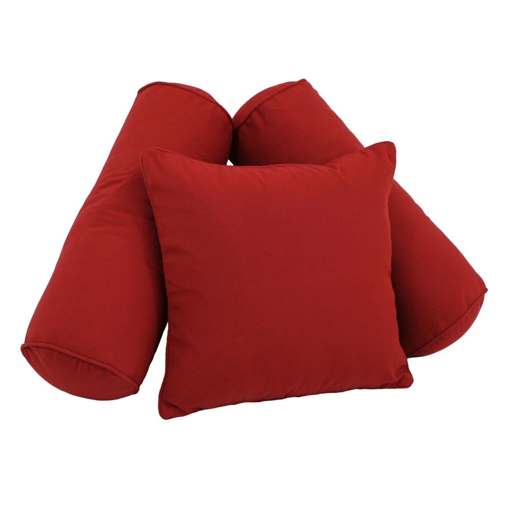 Double-corded Solid Twill Throw Pillows with Inserts (Set of 3) - Ruby Red. Picture 1