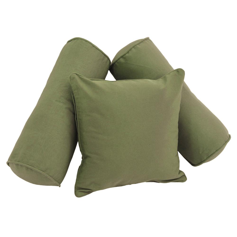 Double-corded Solid Twill Throw Pillows with Inserts (Set of 3) - Sage. Picture 1