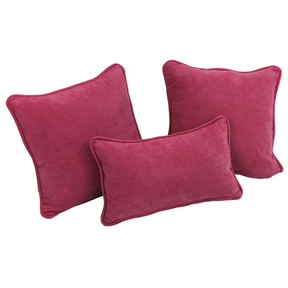 Double-corded Solid Microsuede Throw Pillows with Inserts (Set of 3) 9817-CD-S3-MS-BB. Picture 1