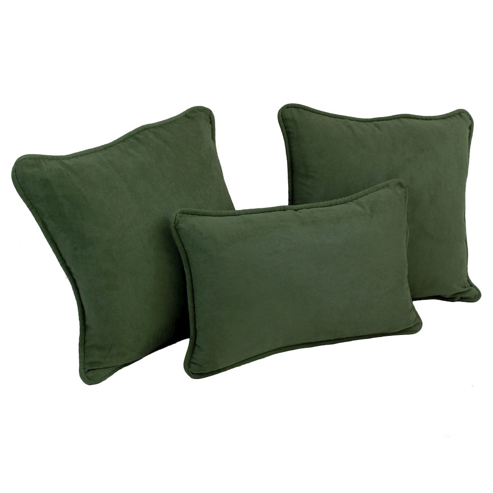 Double-corded Solid Microsuede Throw Pillows with Inserts (Set of 3). Picture 1