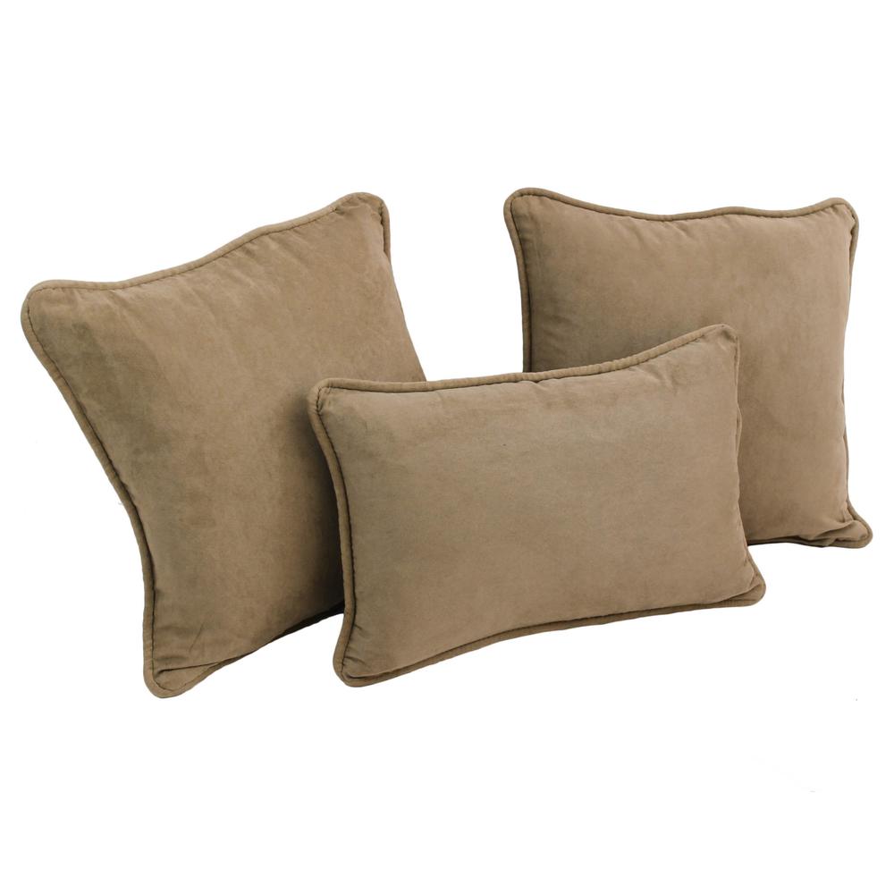 Double-corded Solid Microsuede Throw Pillows with Inserts (Set of 3) 9817-CD-S3-MS-JV. Picture 1