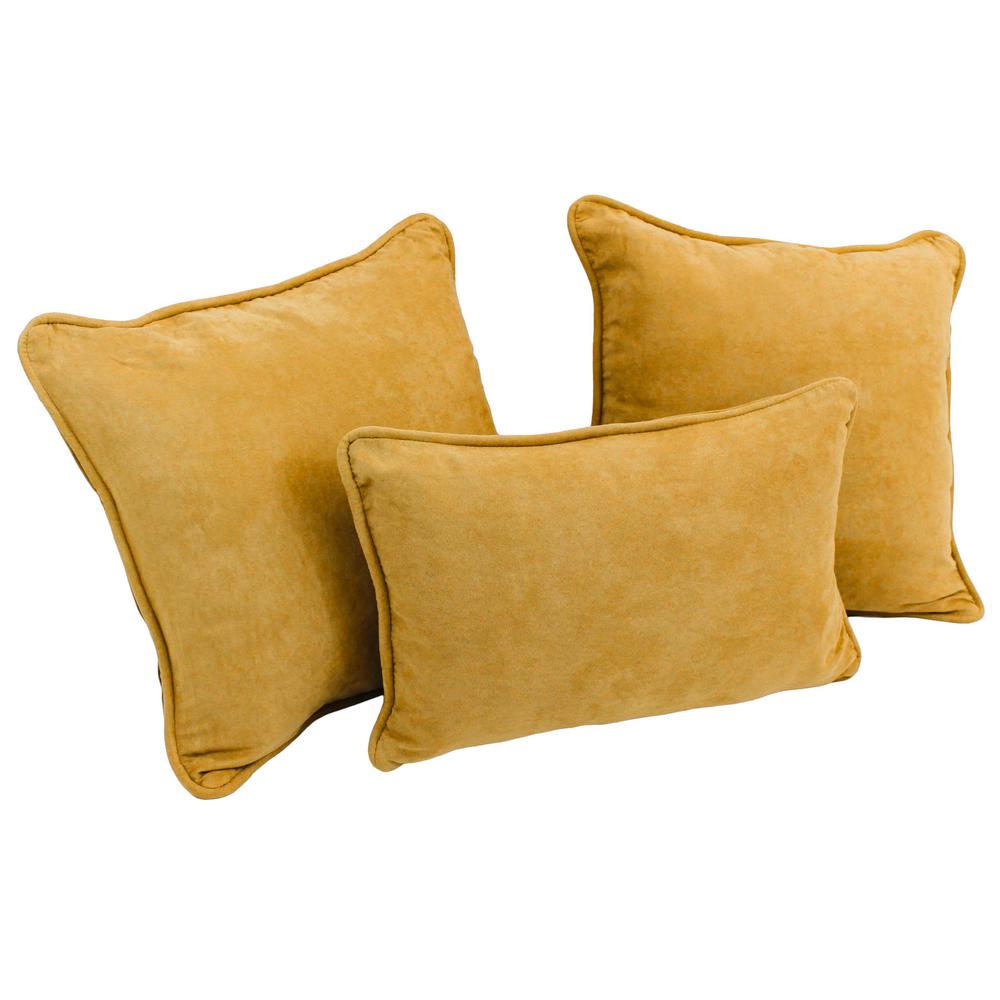 Double-corded Solid Microsuede Throw Pillows with Inserts (Set of 3) 9817-CD-S3-MS-LM. Picture 1