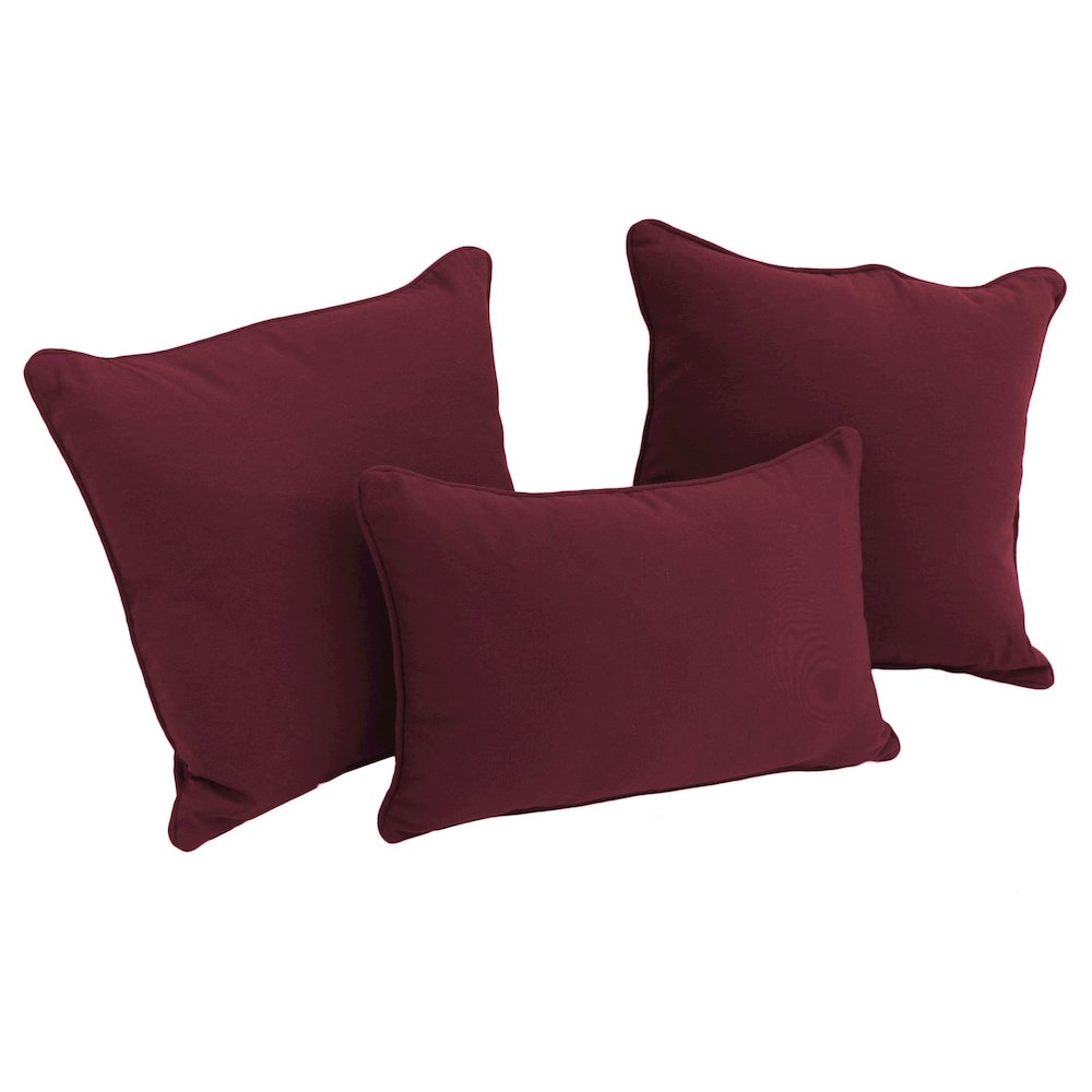 Double-corded Solid Twill Throw Pillows with Inserts (Set of 3). Picture 1