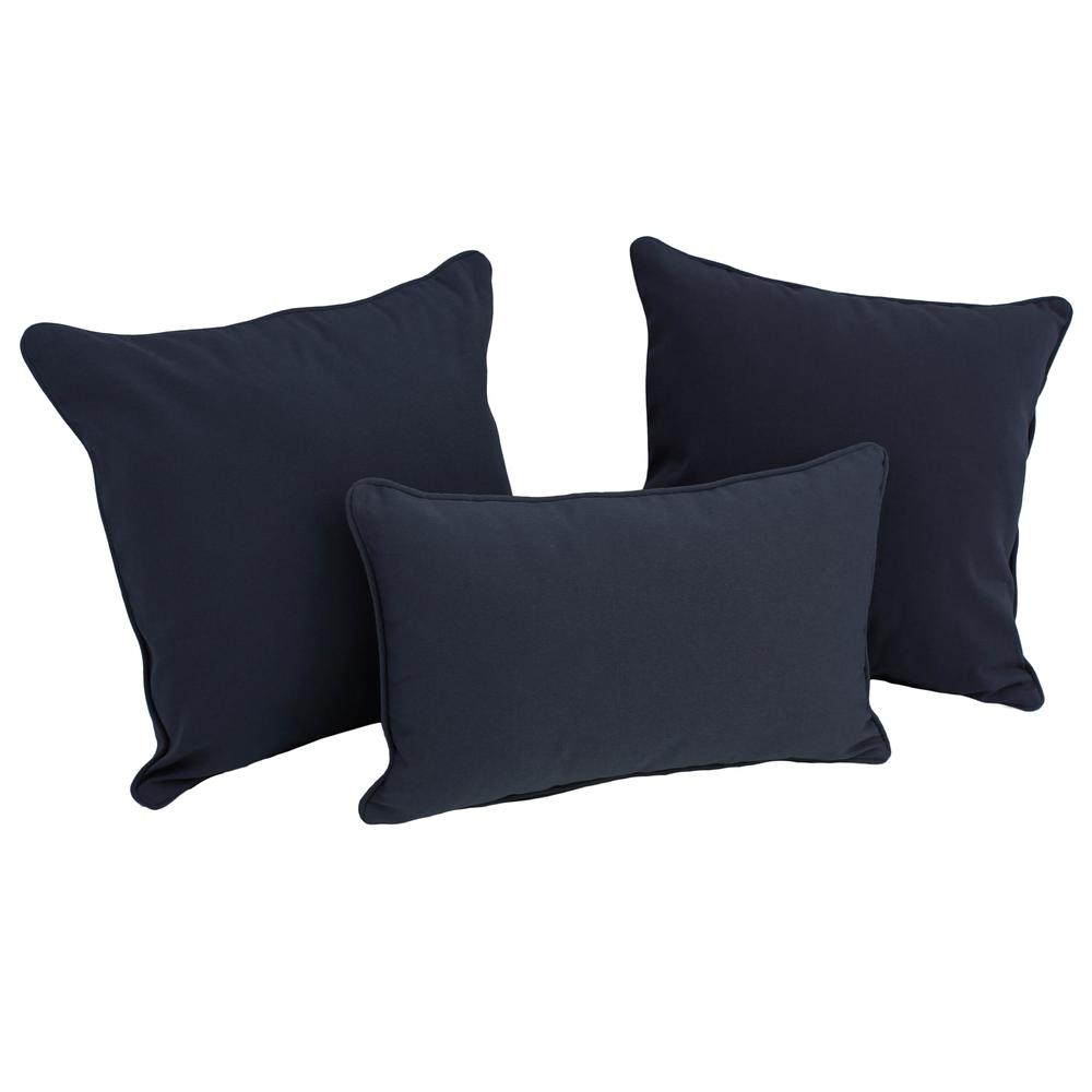 Double-corded Solid Twill Throw Pillows with Inserts (Set of 3). Picture 1