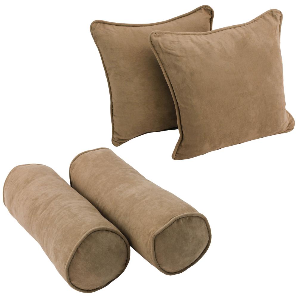 Double-corded Solid Microsuede Throw Pillows with Inserts (Set of 4)  9818-CD-S4-MS-JV. Picture 1