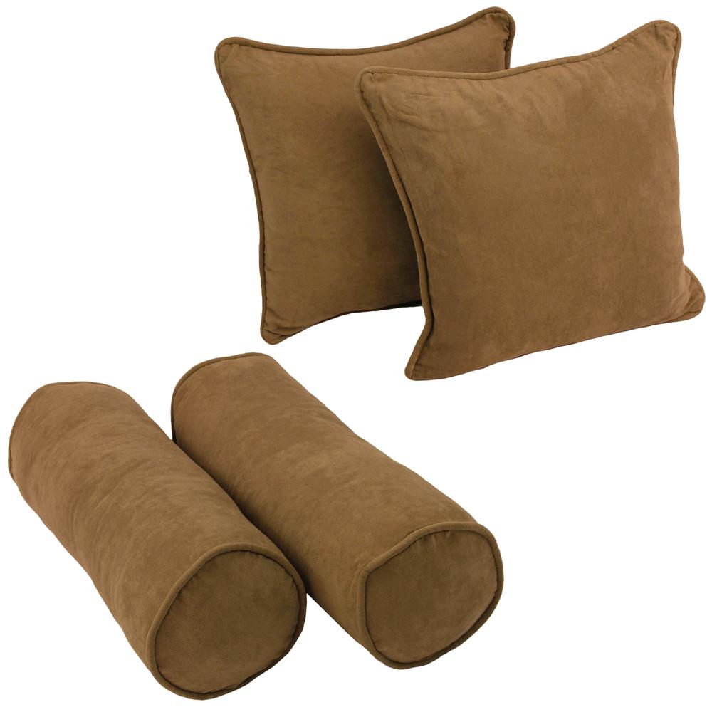 Double-corded Solid Microsuede Throw Pillows with Inserts (Set of 4)  9818-CD-S4-MS-SB. Picture 1
