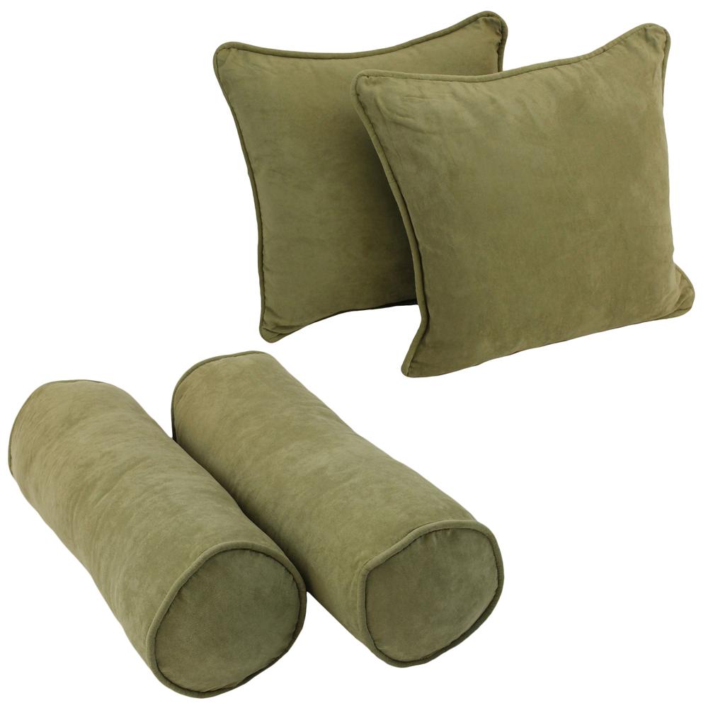 Double-corded Solid Microsuede Throw Pillows with Inserts (Set of 4)  9818-CD-S4-MS-SG. Picture 1