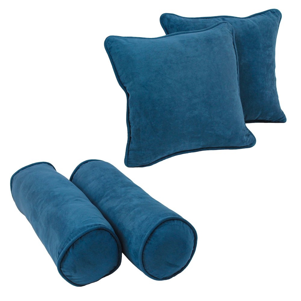 Double-corded Solid Microsuede Throw Pillows with Inserts (Set of 4). Picture 1