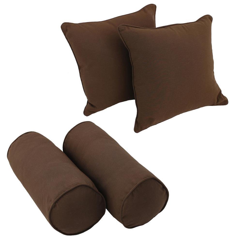 Double-corded Solid Twill Throw Pillows with Inserts (Set of 4) Chocolate. Picture 1