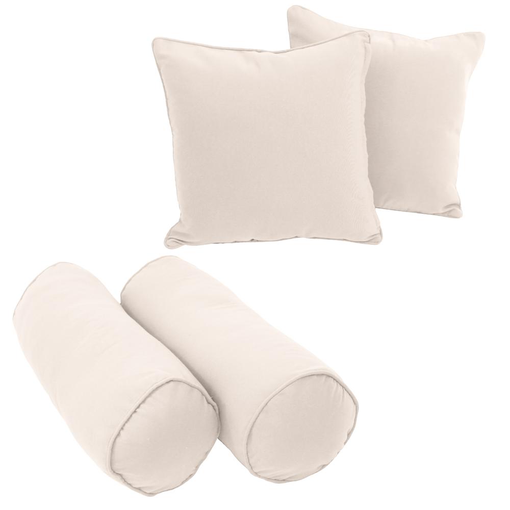 Double-corded Solid Twill Throw Pillows with Inserts (Set of 4), Natural. Picture 1