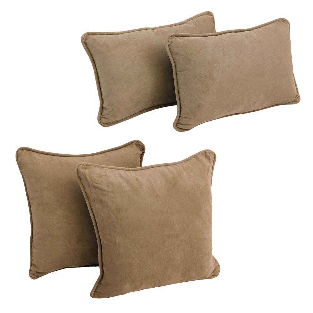Double-corded Solid Microsuede Throw Pillows with Inserts (Set of 4)  9819-CD-S4-MS-JV. Picture 1