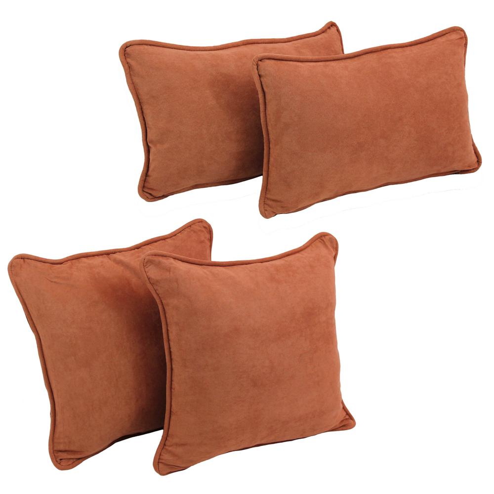 Double-corded Solid Microsuede Throw Pillows with Inserts (Set of 4)  9819-CD-S4-MS-SP. Picture 1
