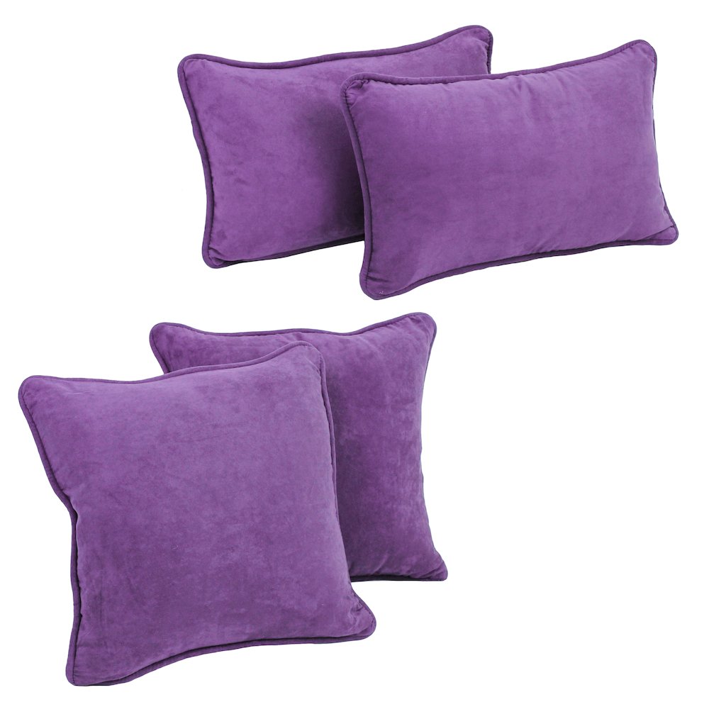 Double-corded Solid Microsuede Throw Pillows with Inserts (Set of 4). Picture 1