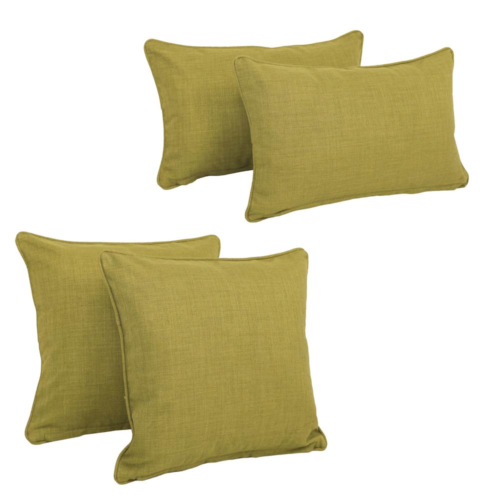 Double-corded Solid Outdoor Spun Polyester Throw Pillows with Inserts (Set of 4), Avocado. Picture 1