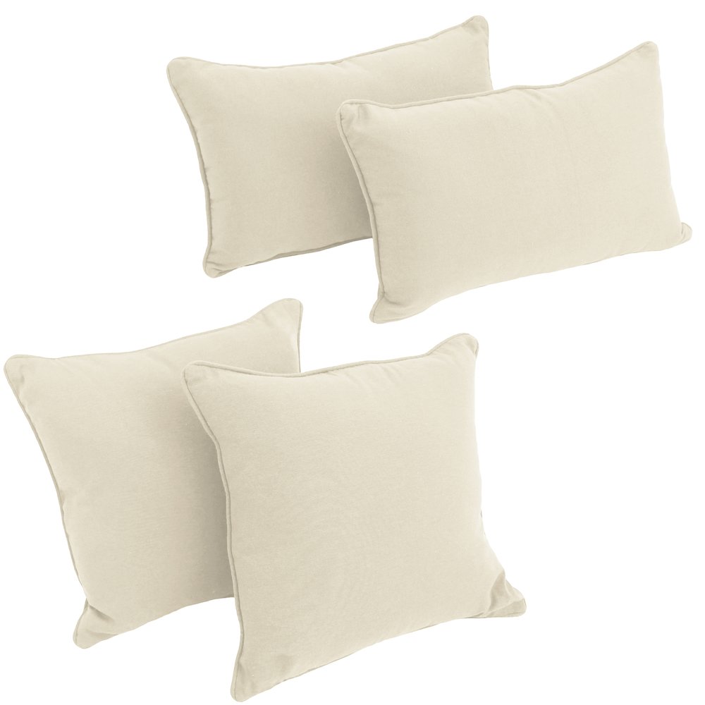 Double-corded Solid Twill Throw Pillows with Inserts (Set of 4). Picture 1