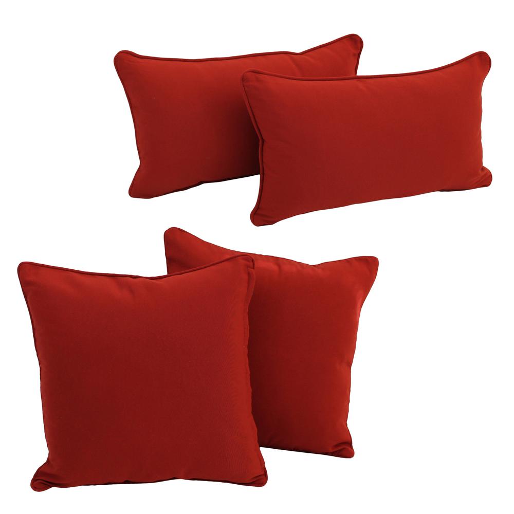 Double-corded Solid Twill Throw Pillows with Inserts (Set of 4), Ruby Red. Picture 1