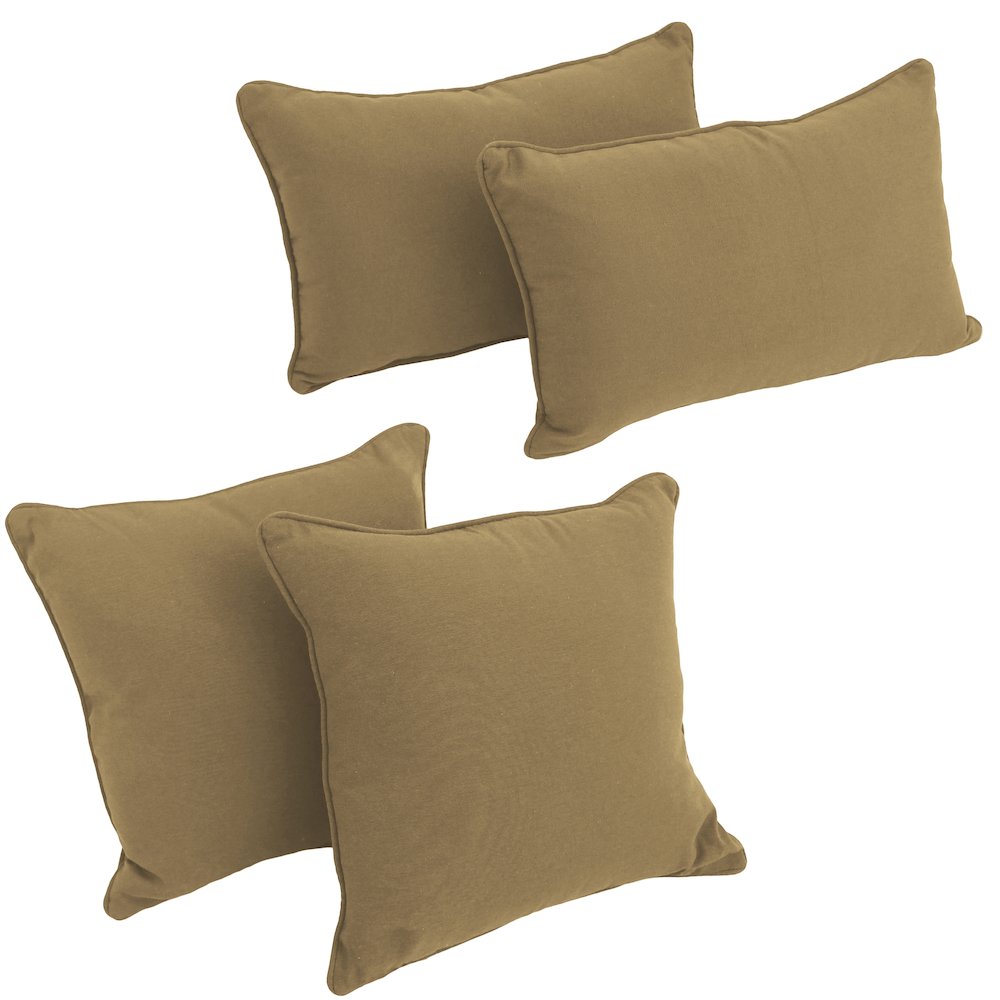 Double-corded Solid Twill Throw Pillows with Inserts (Set of 4). Picture 1