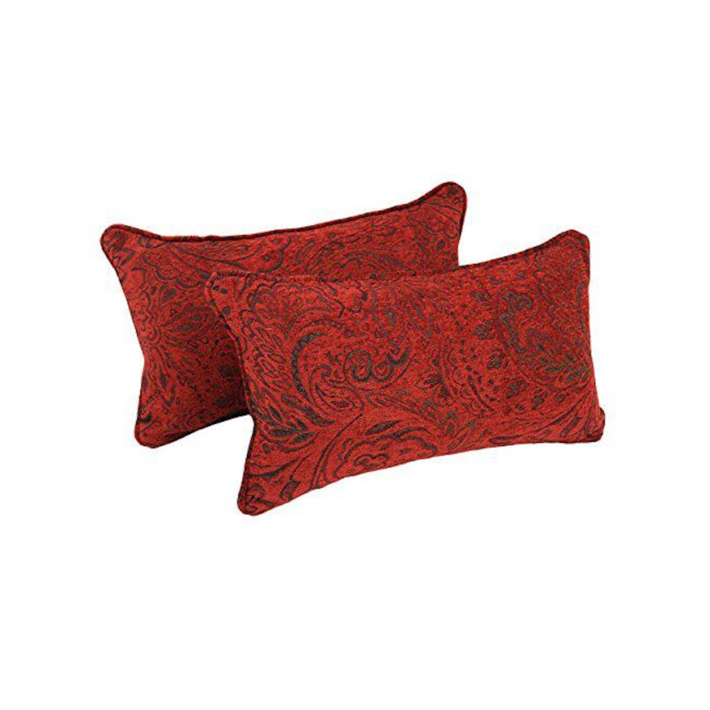 20-inch by 12-inch Double-corded Patterned Jacquard Chenille Back Support PIllows with Inserts (Set of 2). Picture 1