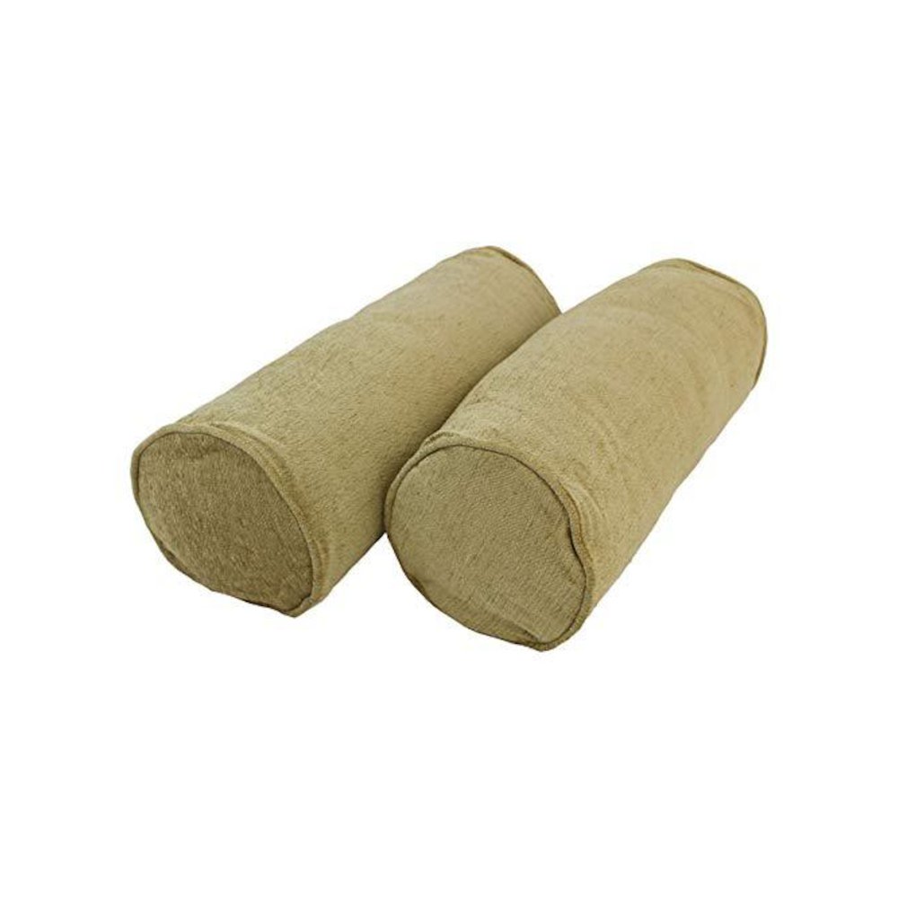 20-inch by 8-inch Double-corded Patterned Jacquard Chenille Bolster Pillows with Inserts (Set of 2). Picture 1