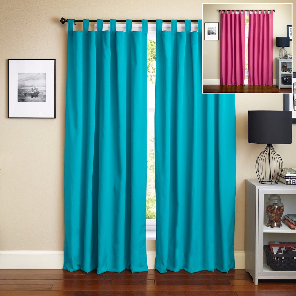 108-inch by 52-inch Two-Tone Twill Reversible Drapery Panels (Set of 2). Picture 1