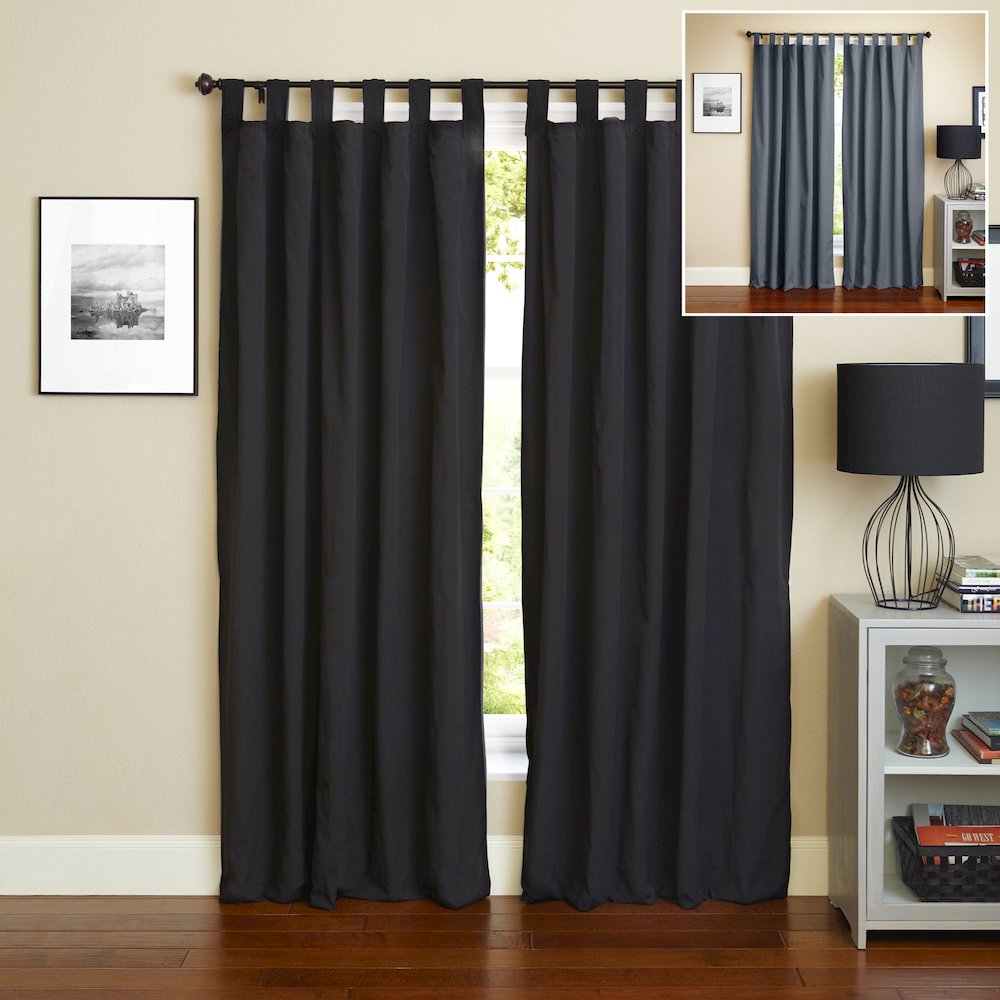 108-inch by 52-inch Two-Tone Twill Reversible Drapery Panels(Set of 2). Picture 1