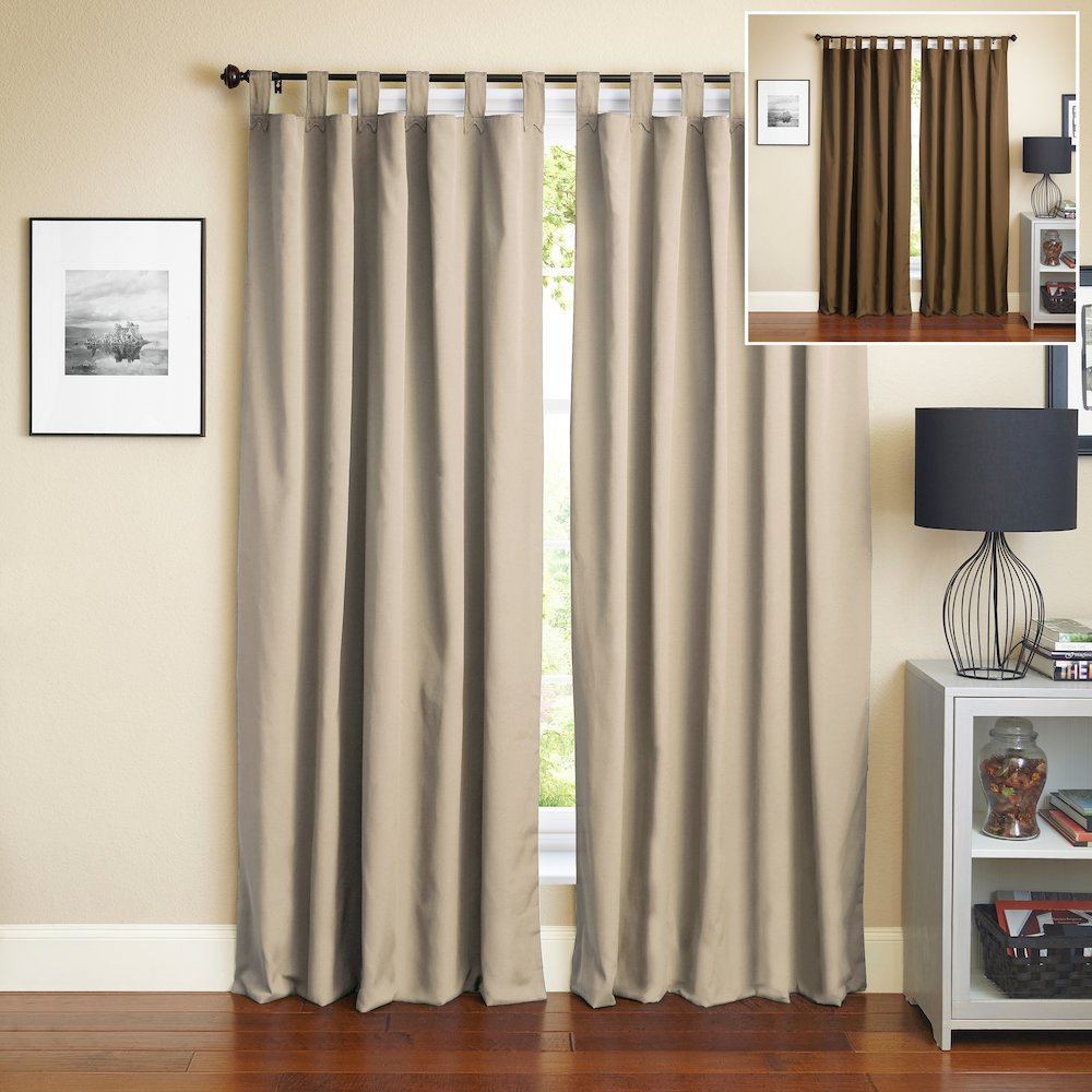 108-inch by 52-inch Two-Tone Twill Reversible Drapery Panels (Set of 2). Picture 1