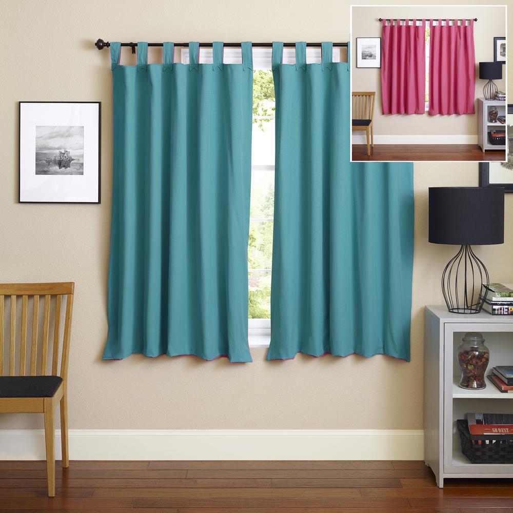 Blazing Needles 63-inch by 52-inch Twill Insulated Blackout Two-Tone Reversible Curtain Panels (Set of 2). Picture 3