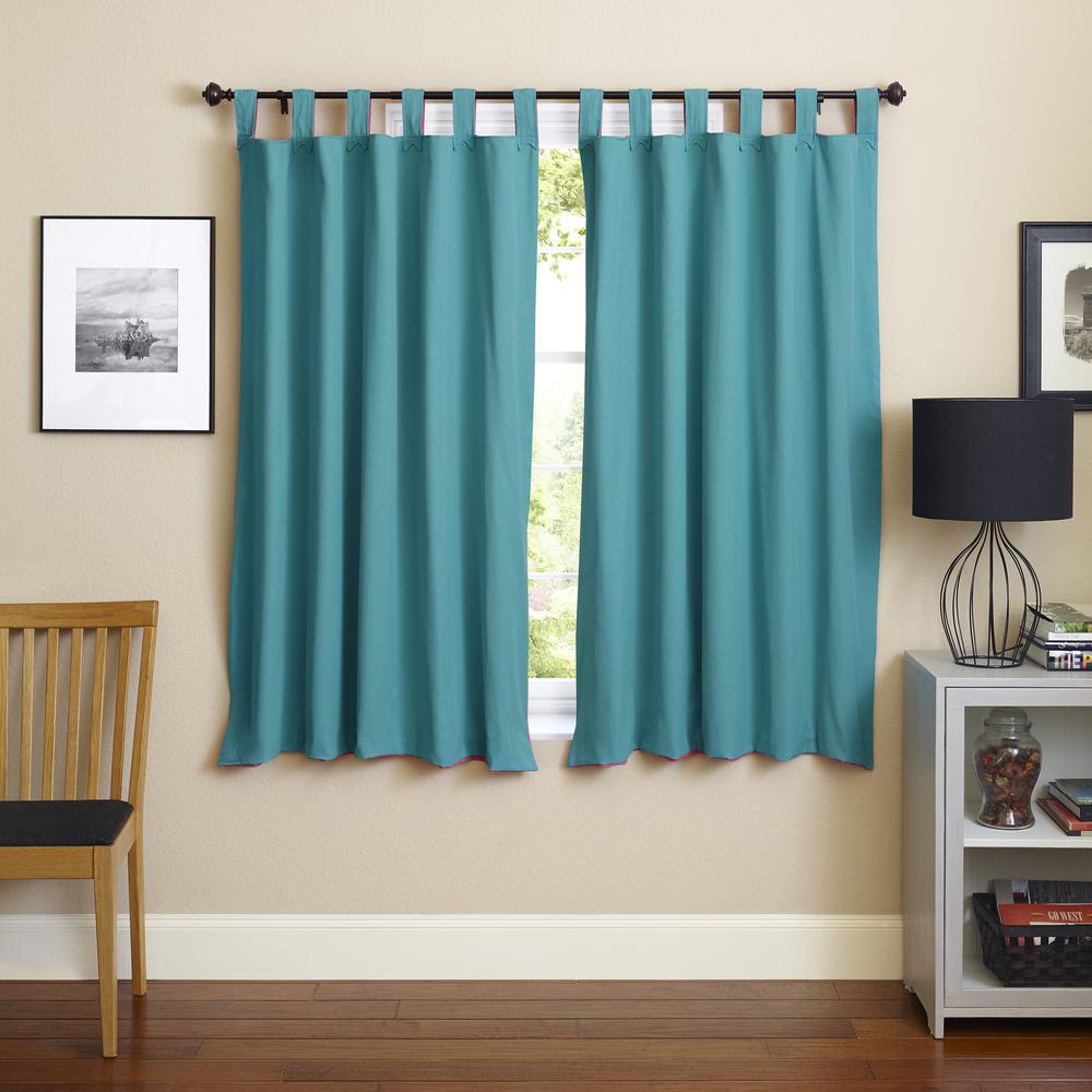 Blazing Needles 63-inch by 52-inch Twill Insulated Blackout Two-Tone Reversible Curtain Panels (Set of 2). Picture 1
