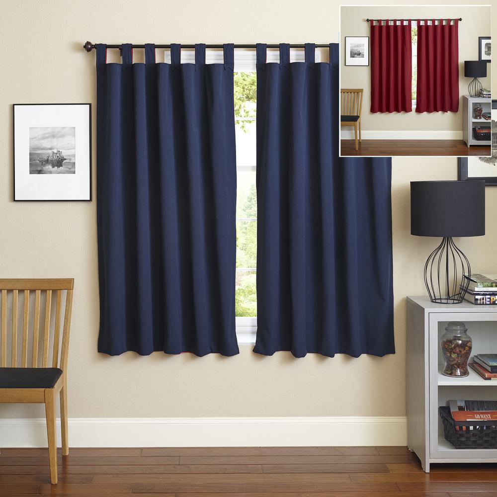 Blazing Needles 63-inch by 52-inch Twill Insulated Blackout Two-Tone Reversible Curtain Panels (Set of 2). Picture 4