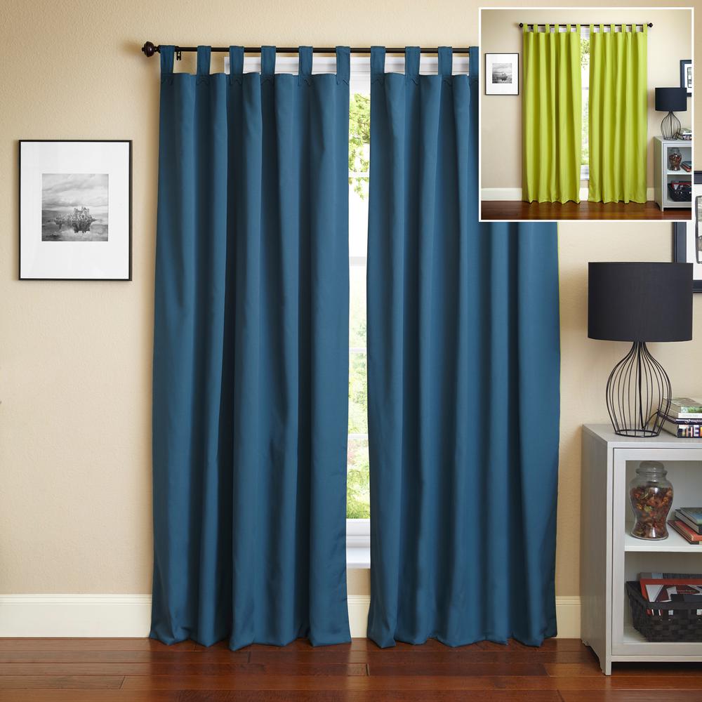 Blazing Needles 84-inch by 52-inch Twill Insulated Blackout Two-Tone Reversible Curtain Panels (Set of 2). Picture 1