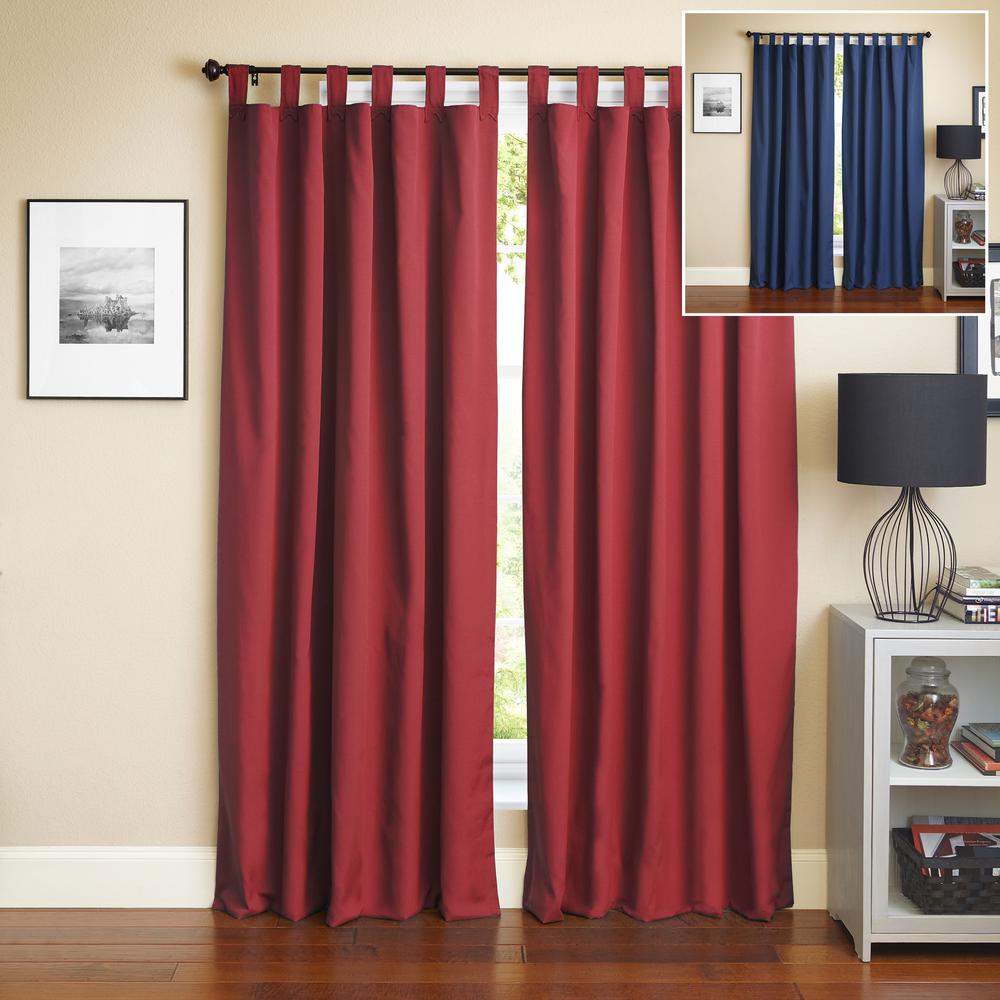 Blazing Needles 84-inch by 52-inch Twill Insulated Blackout Two-Tone Reversible Curtain Panels (Set of 2). Picture 1