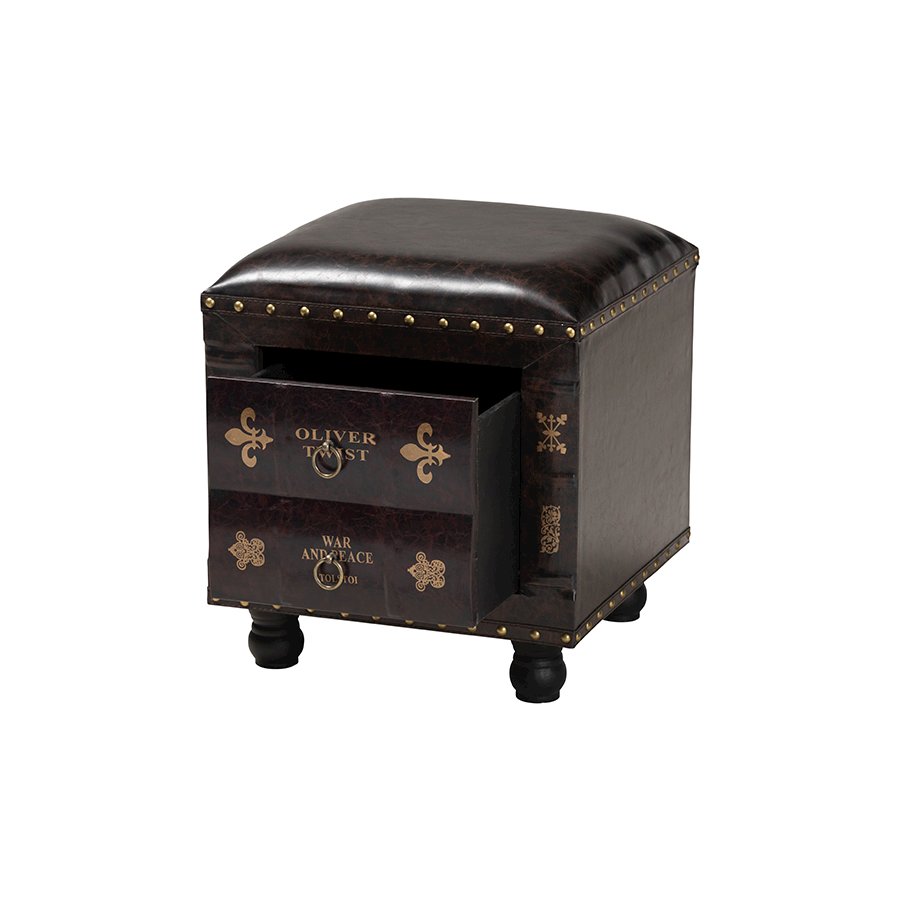 Leather Upholstered Wood Storage Ottoman. Picture 21
