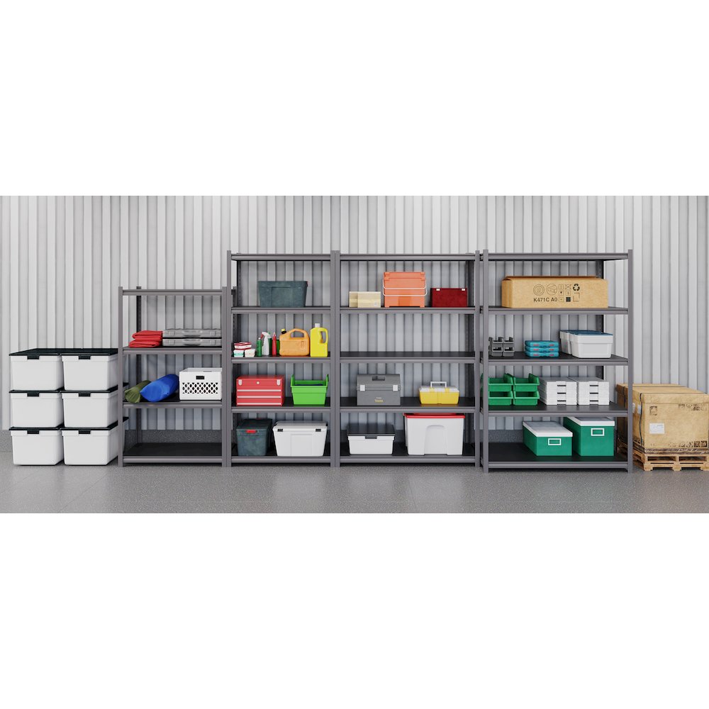 Iron Horse Riveted Steel Shelving 5-Shelf Unit, 18Dx48Wx72H, Gunmetal Gray/Black. Picture 6