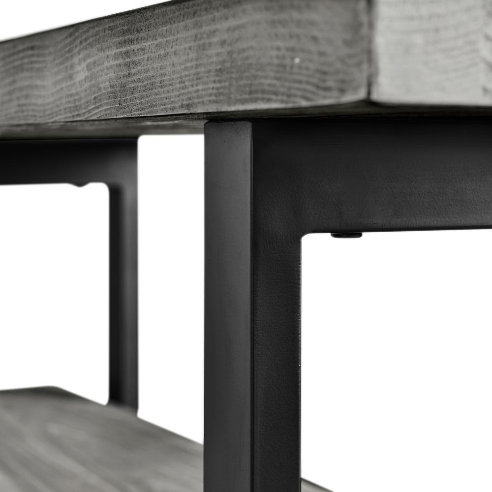 Pomona Metal and Reclaimed Wood Bench, Slate Gray. Picture 12