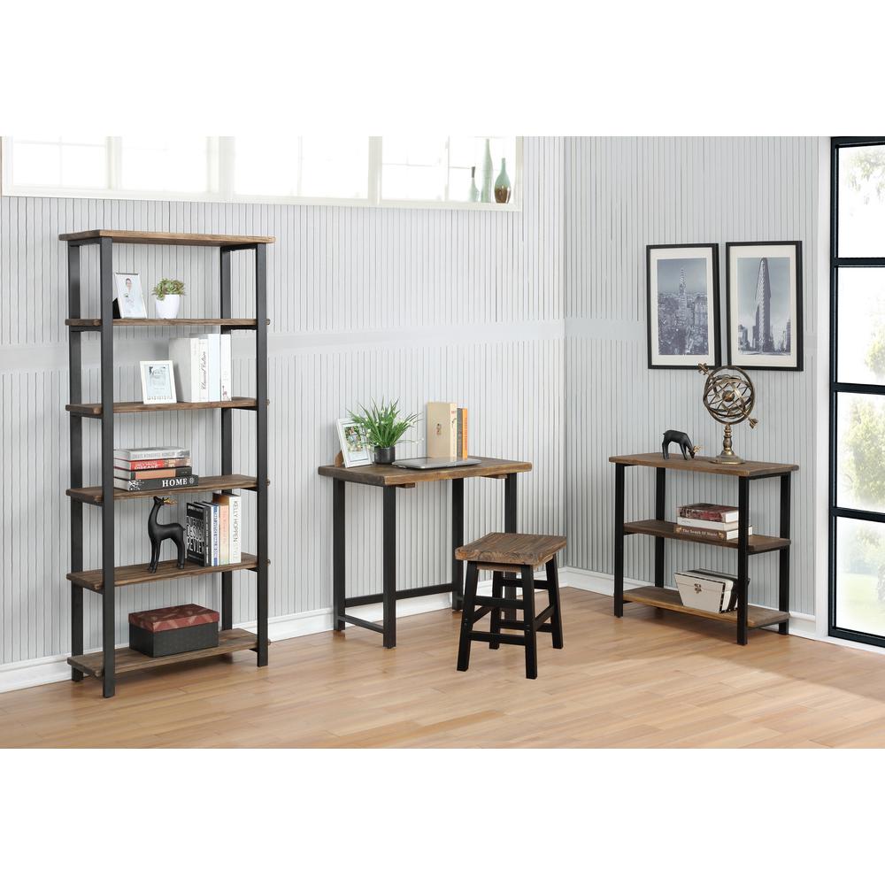 Pomona 70"H 5-Shelf Metal and Solid Wood Bookcase. Picture 11