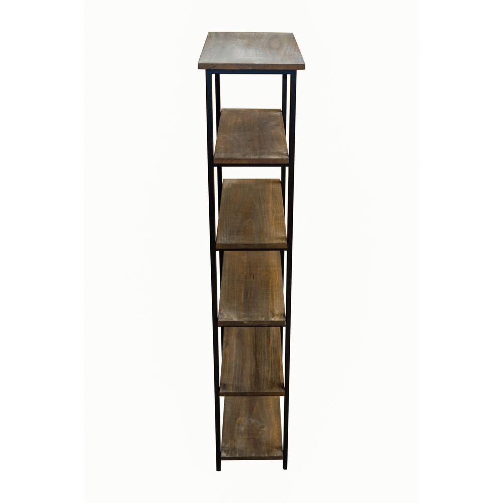 Pomona 70"H 5-Shelf Metal and Solid Wood Bookcase. Picture 13