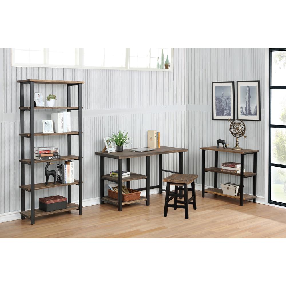 Pomona 70"H 5-Shelf Metal and Solid Wood Bookcase. Picture 15