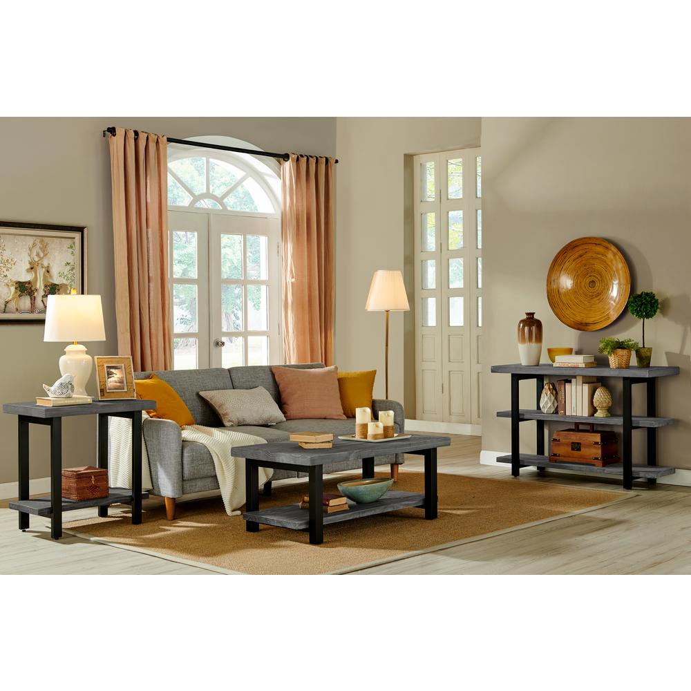 Pomona 42" Metal and Reclaimed Wood Coffee Table, Slate Gray. Picture 11