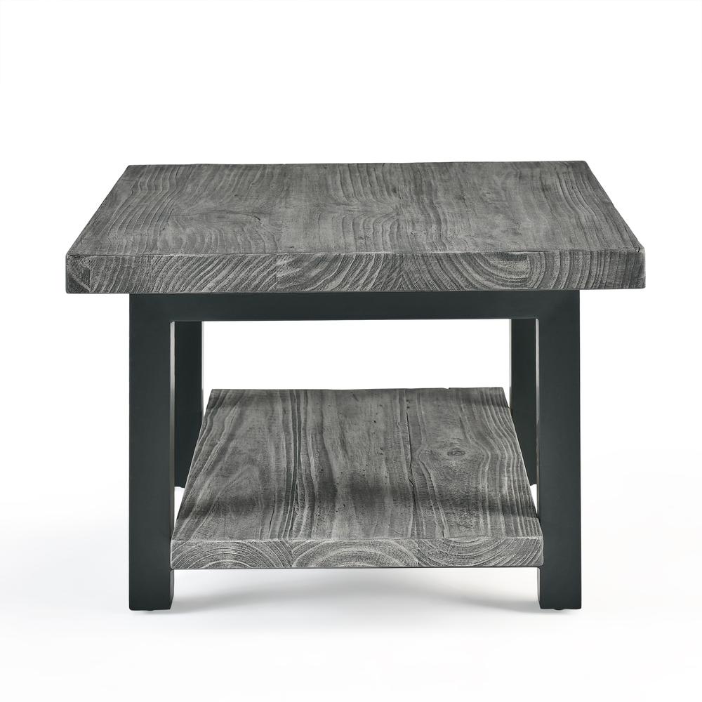Pomona 27" Metal and Reclaimed Wood Square Coffee Table, Slate Gray. Picture 9