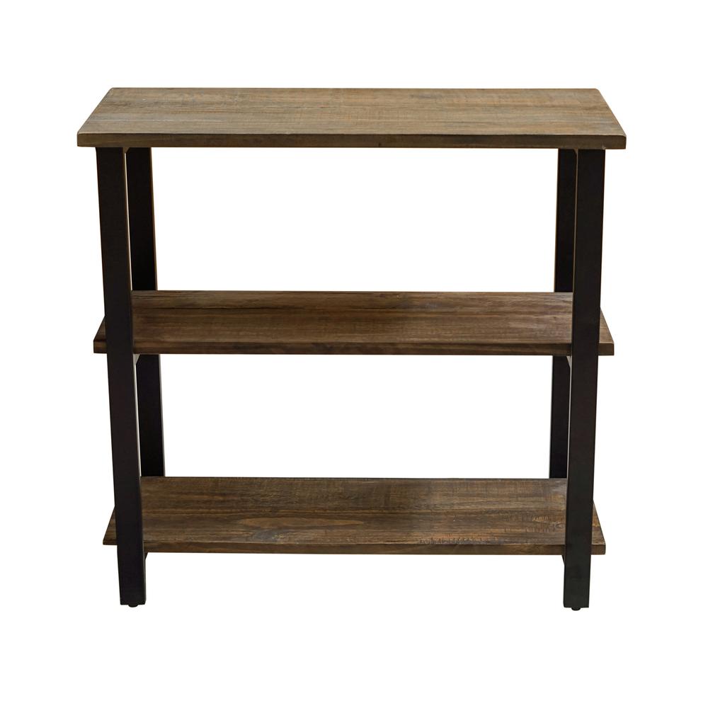 Pomona 31"H 2-Shelf Metal and Solid Wood Under-Window Bookcase. Picture 10