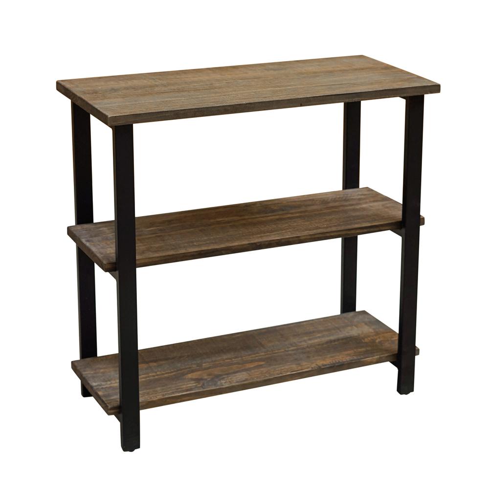 Pomona 31"H 2-Shelf Metal and Solid Wood Under-Window Bookcase. Picture 13