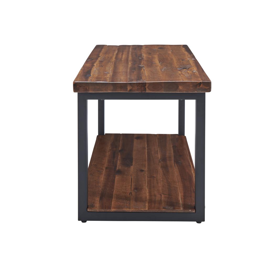Claremont 40" Rustic Wood Bench with Low Shelf. Picture 12