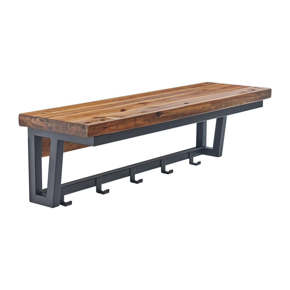 Claremont 40"L Rustic Wood Coat Hook with Shelf. Picture 9