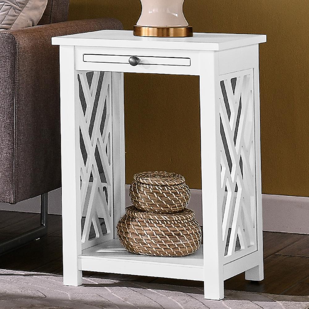 Coventry Wood End Table with Tray Shelf and Bottom Shelf. Picture 12
