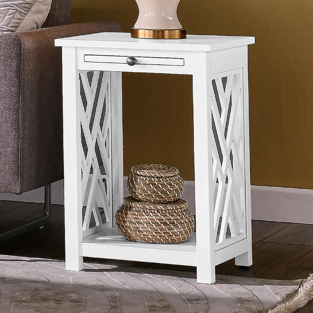 Coventry Wood End Table with Tray Shelf and Bottom Shelf. Picture 18